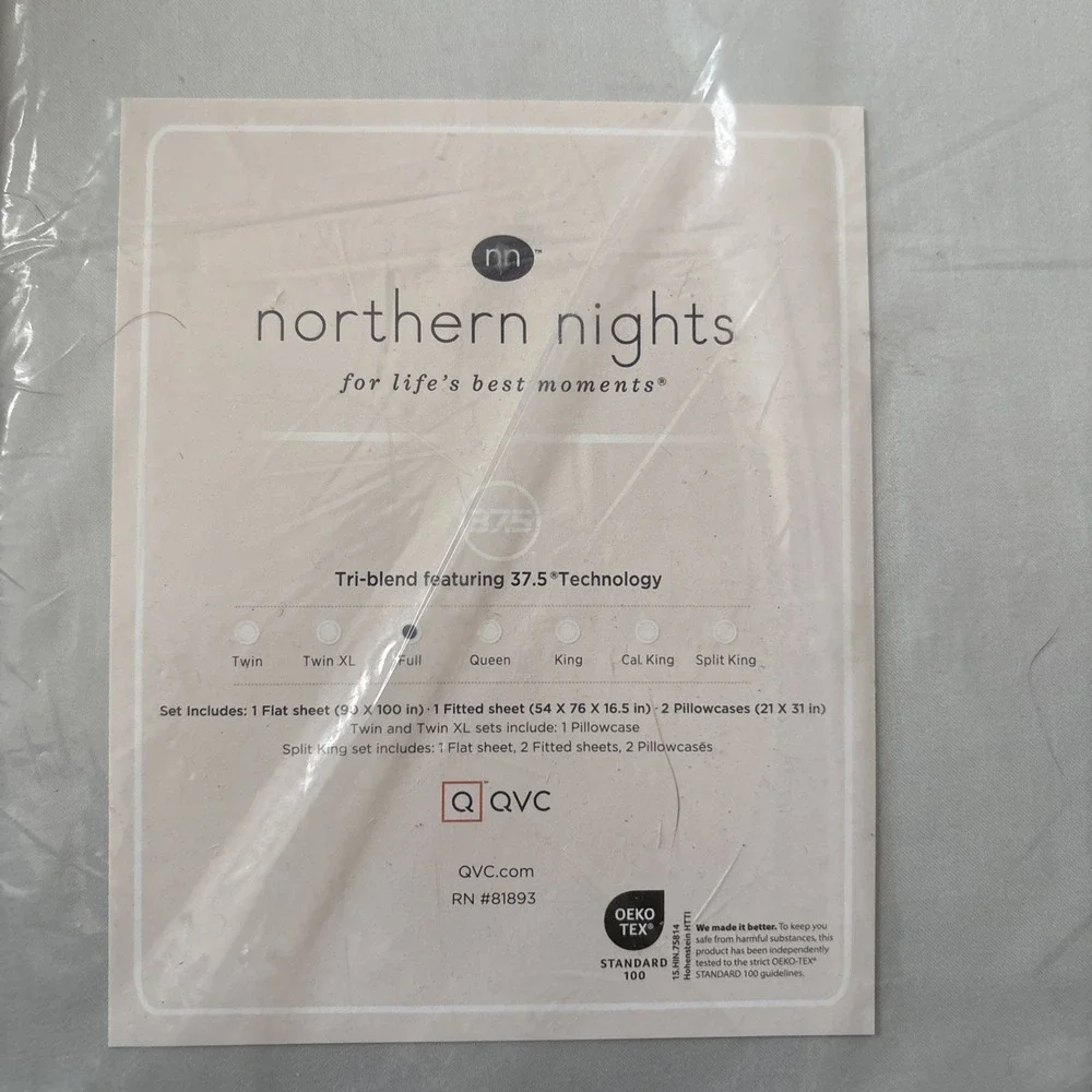 Northern Nights 300 Thread Count  Sheet Set Full Tri Blend Cool Grey New